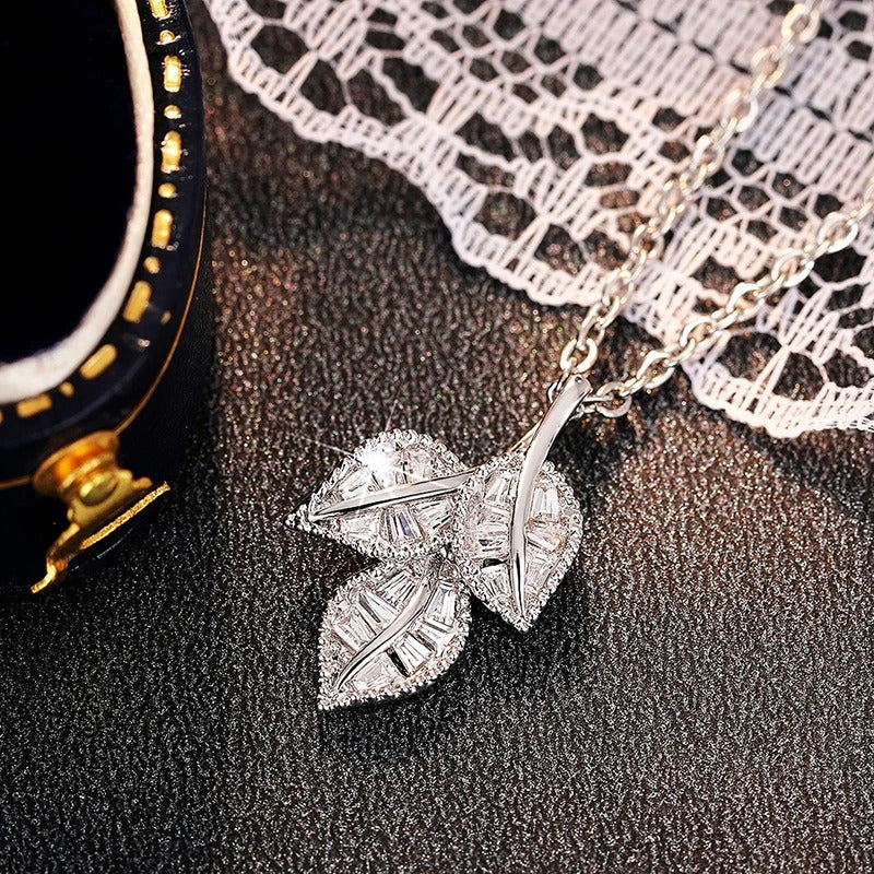 Silver Baguette Crystal Necklace-Mialla Jewelry