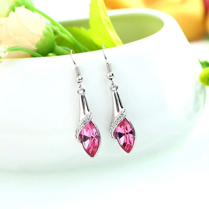 Vintage Silver Pink Gemstone Earrings-Mialla Jewelry