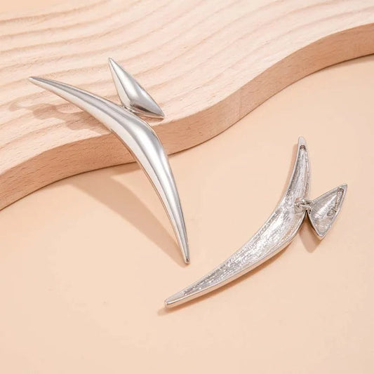 Vintage Silver Sleek Curve Earrings-Mialla Jewelry