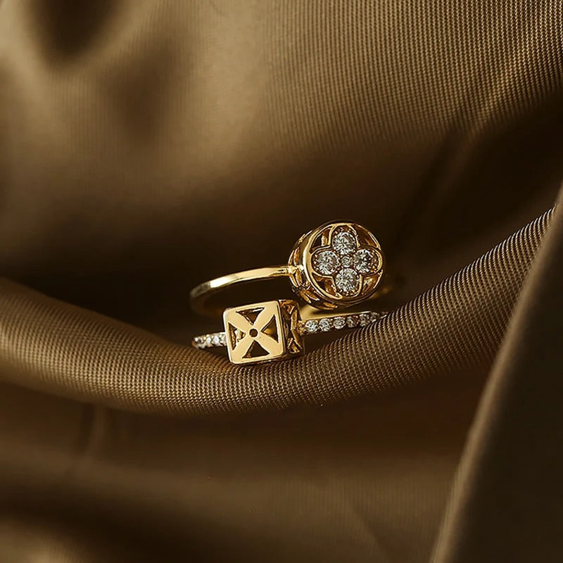 Vintage Gold Double Layer Adjustable Ring-Mialla Jewelry