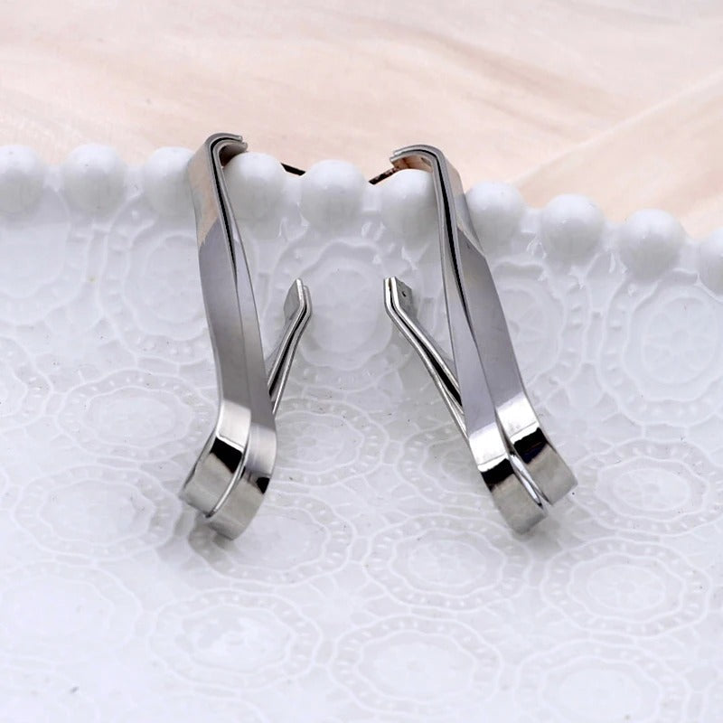 Vintage Silver Irregular Twist Dangle Earrings-Mialla Jewelry