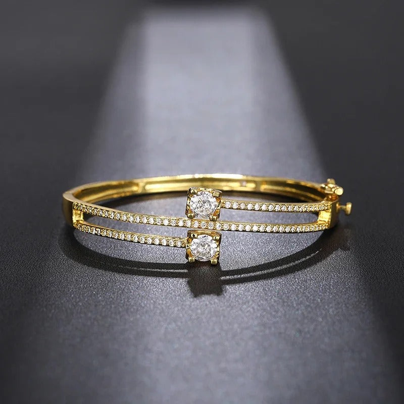 Vintage Gold Crystal Bangle Bracelet-Mialla Jewelry