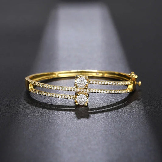 Vintage Gold Crystal Bangle Bracelet-Mialla Jewelry