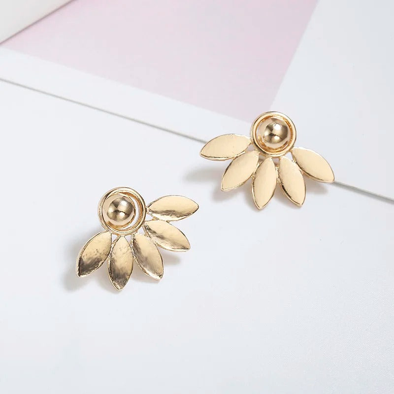 Gold Petal Design Earrings-Mialla Jewelry