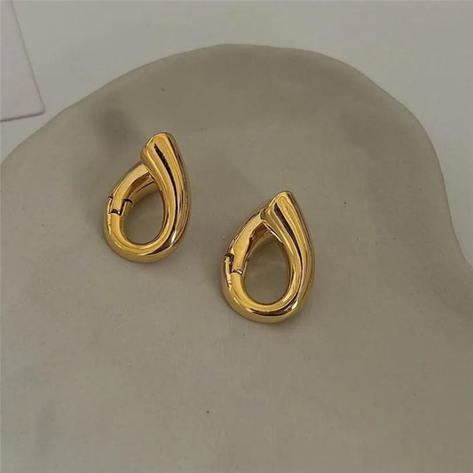 Classic Gold Curved Teardrop Stud Earrings-Mialla Jewelry