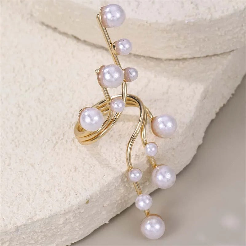 Vintage Gold & Pearl Cluster Open Ring-Mialla Jewelry