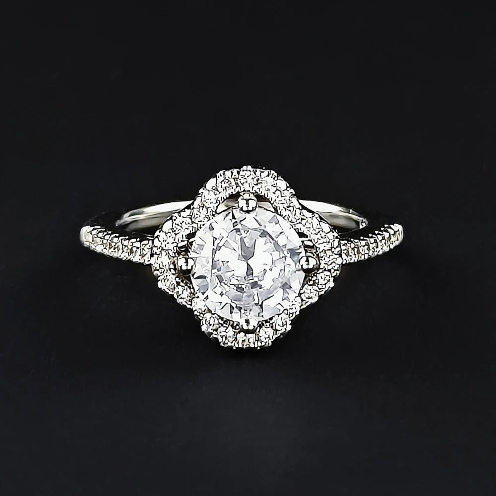 Vintage Silver & Floral Gemstone Diamond Ring-Mialla Jewelry