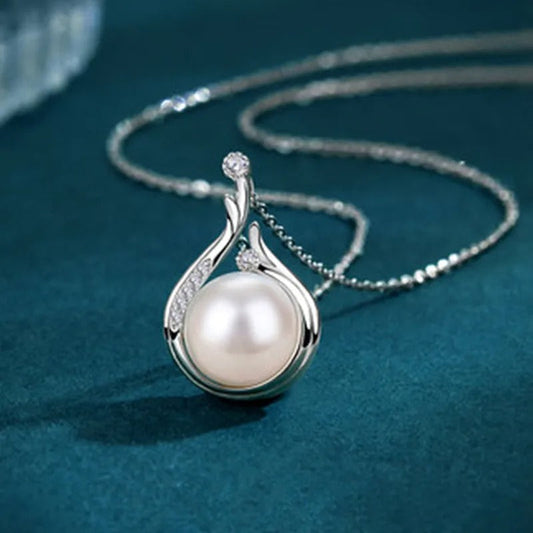 Vintage Silver Teardrop Pearl Necklace-Mialla Jewelry