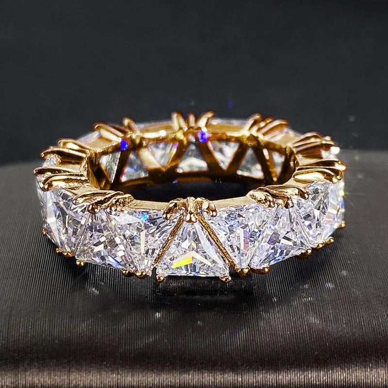 Vintage Gold Triangular Stone Eternity Ring-Mialla Jewelry
