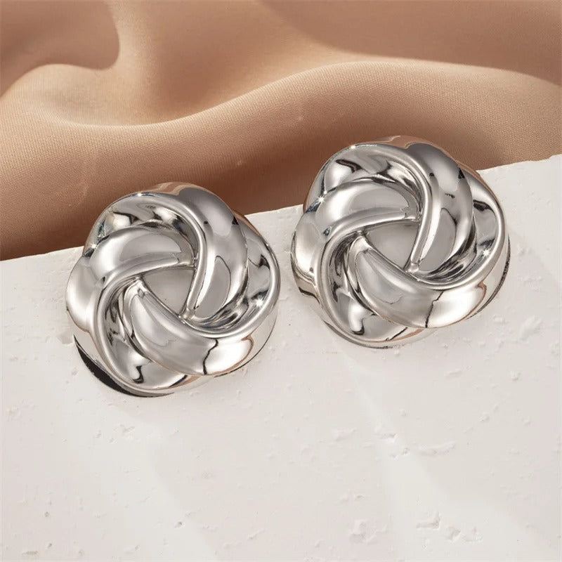 Classic Silver Knot-Shaped Stud Earrings-Mialla Jewelry