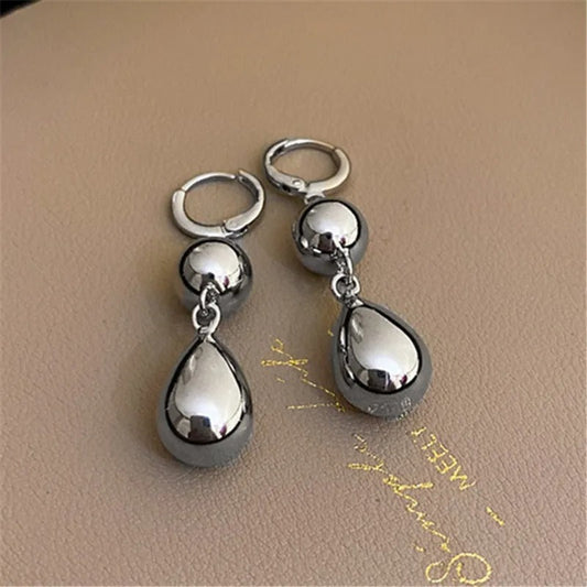 Vintage Silver Polished Teardrop Design Earrings-Mialla Jewelry