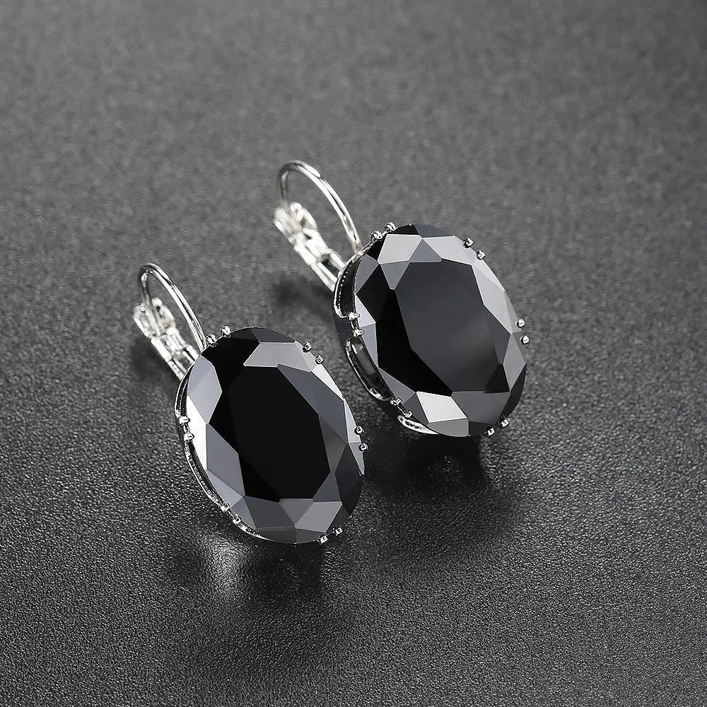 Classic Black Gemstone Earrings-Mialla Jewelry