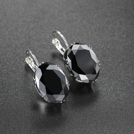 Classic Black Gemstone Earrings-Mialla Jewelry
