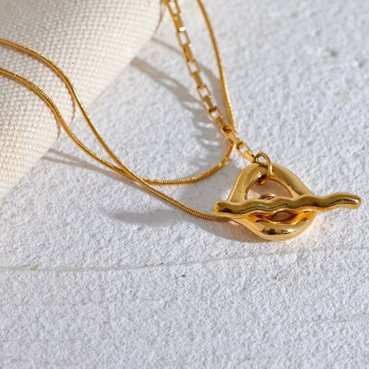 Vintage Gold Layered Pendant Necklace-Mialla Jewelry