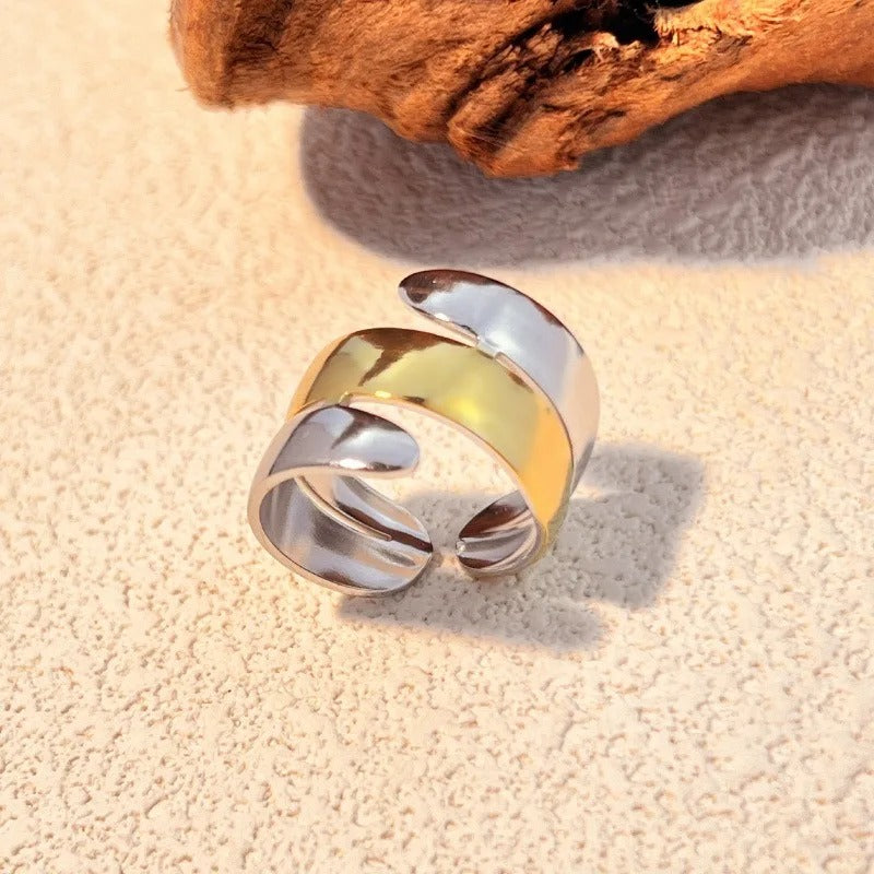 Gold & Silver Spiral Adjustable Ring-Mialla Jewelry
