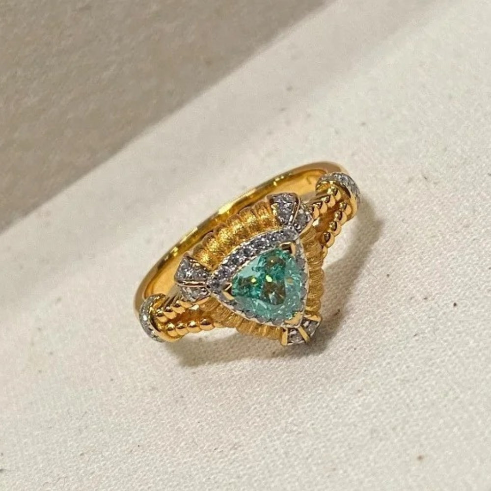 Classic Triangular Gorgeous Mint Green Adjustable Ring-Mialla Jewelry