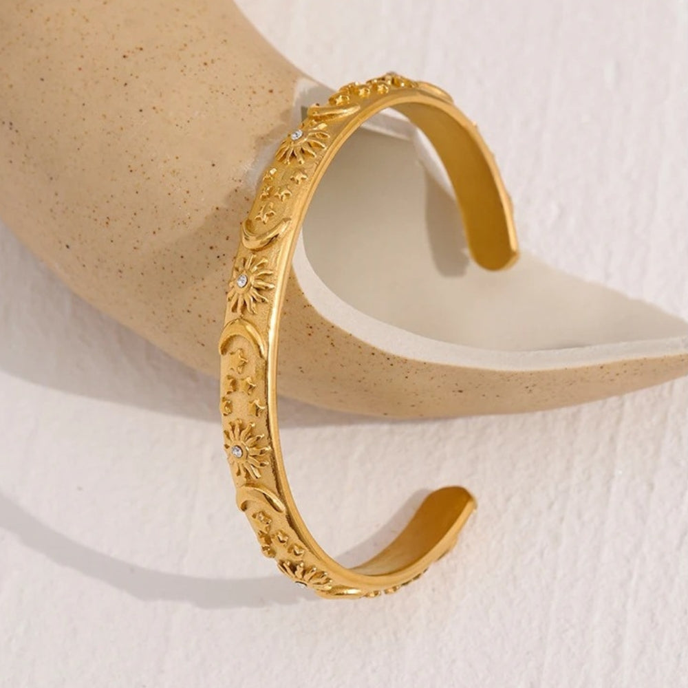 Vintage Moon Star Sun Bangle Bracelet-Mialla Jewelry