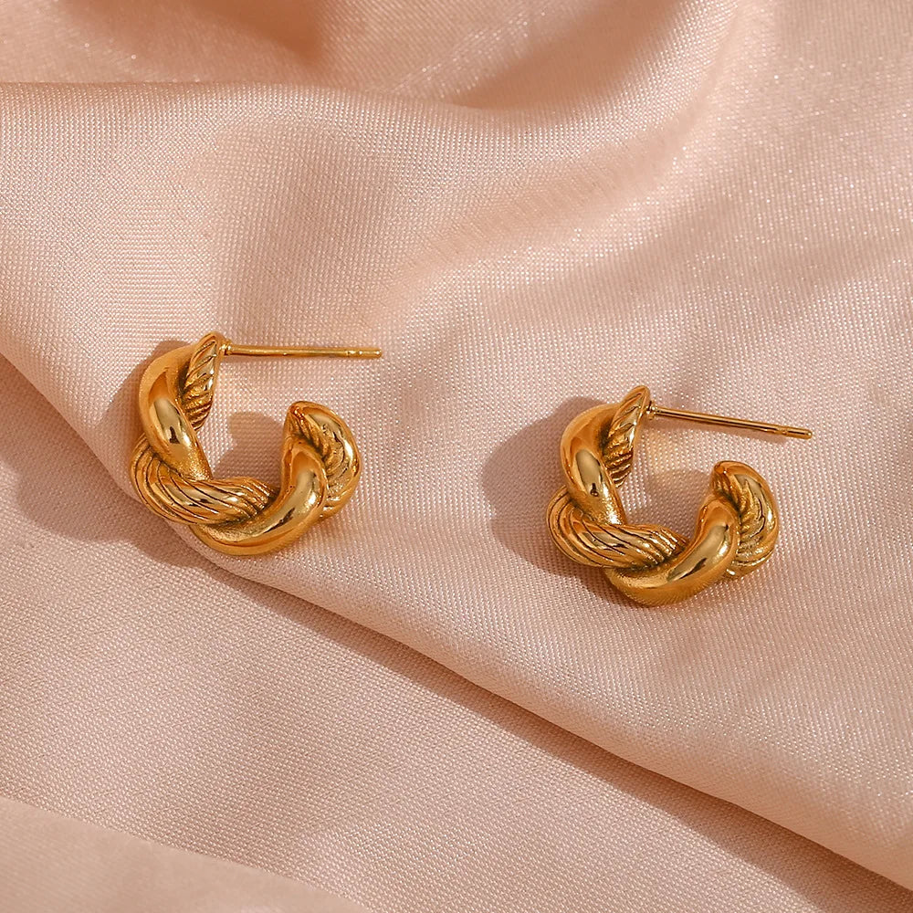 Vintage Gold Rope Twist Earrings-Mialla Jewelry