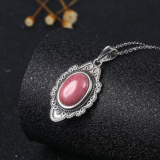 Silver Ornate Gem Pendant Necklace-Mialla Jewelry