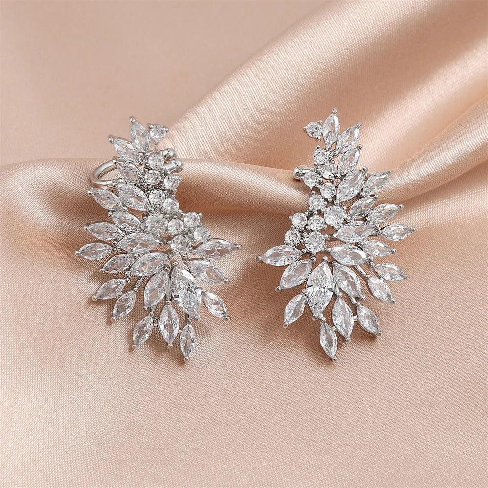 Vintage Silver Crystal Flower Earrings-Mialla Jewelry