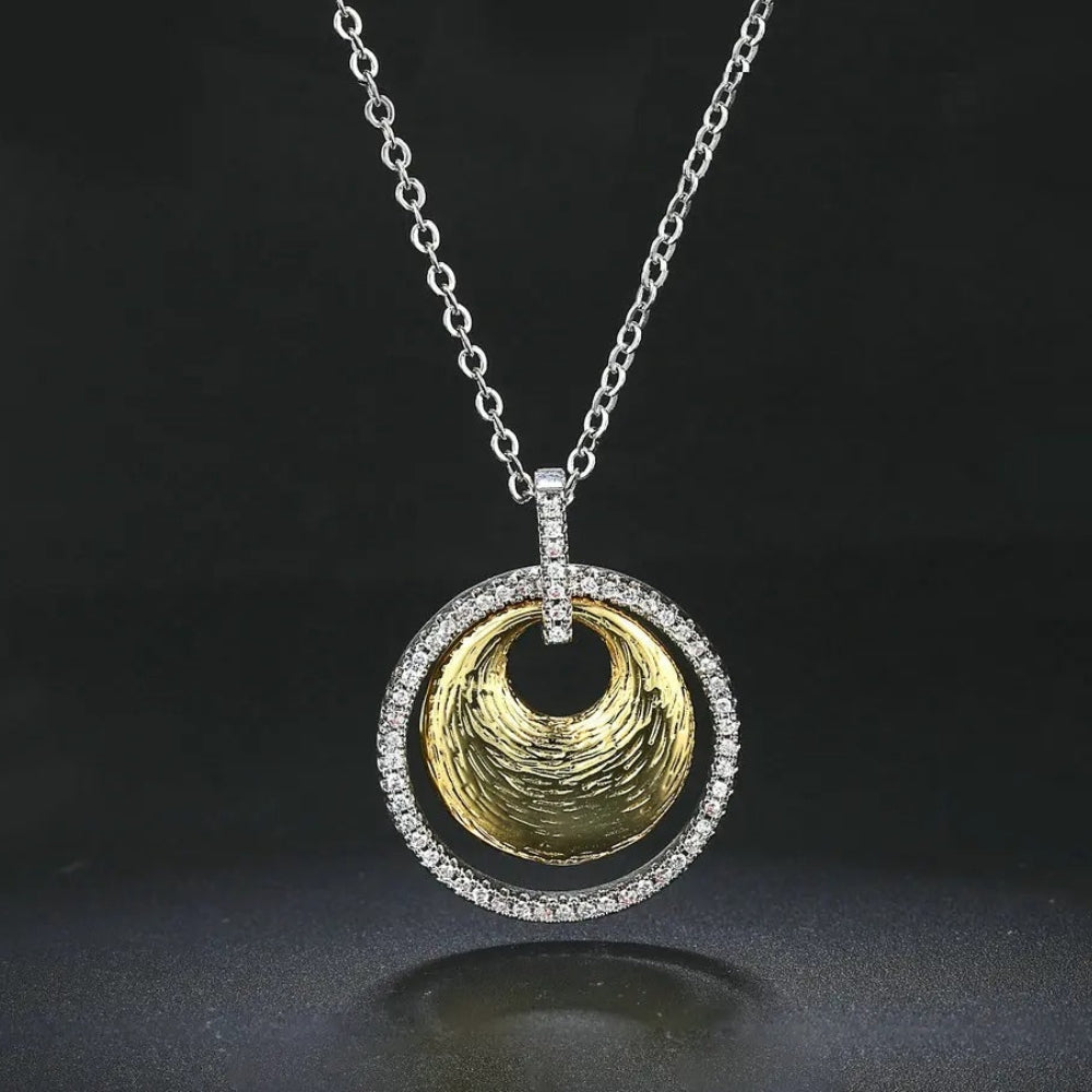 Vintage Silver & Gold Twirl Design Necklace-Mialla Jewelry