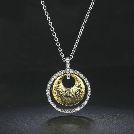 Vintage Silver & Gold Twirl Design Necklace-Mialla Jewelry