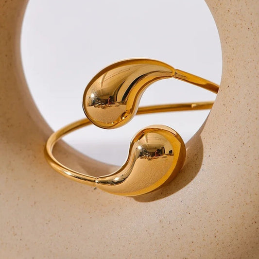 Gold Abstract Drop Cuff Adjustable Bracelet-Mialla Jewelry