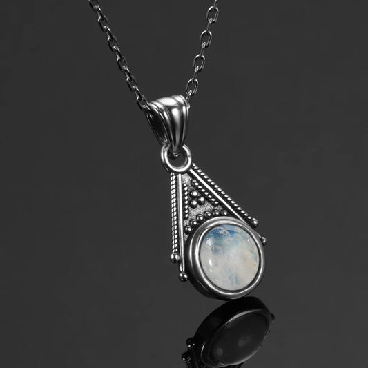 Vintage Silver Moonstone Necklace-Mialla Jewelry