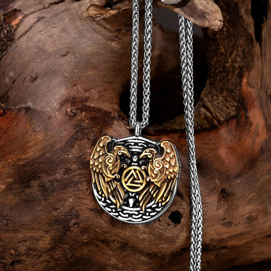 Vintage Viking Raven & Valknut Necklace-Mialla Jewelry
