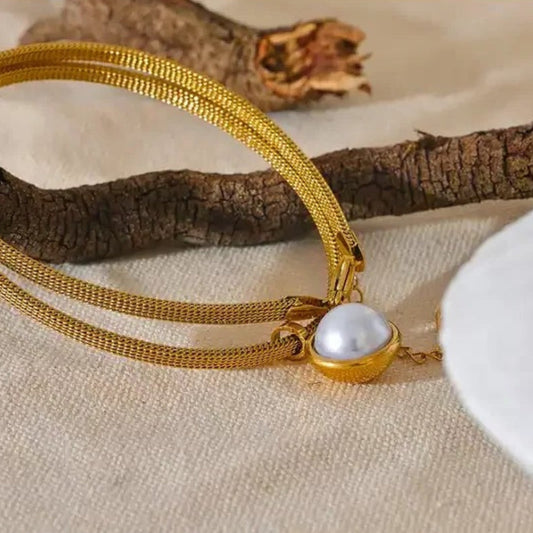 Vintage Pearl Drop Gold Bracelet-Mialla Jewelry
