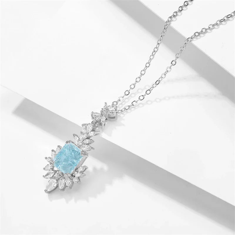 Vintage Silver Blue Gemstone Necklace-Mialla Jewelry