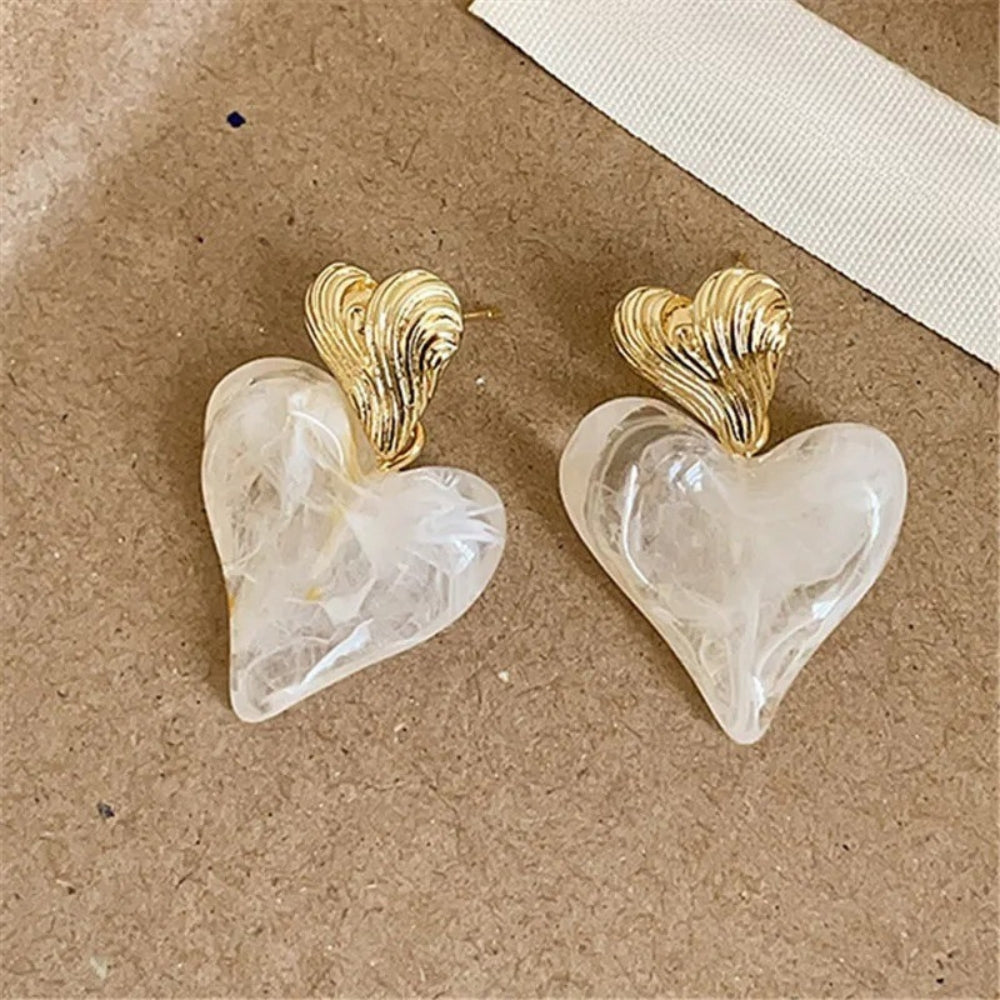 Vintage Heart Design & Swirling Gold Top Earrings-Mialla Jewelry