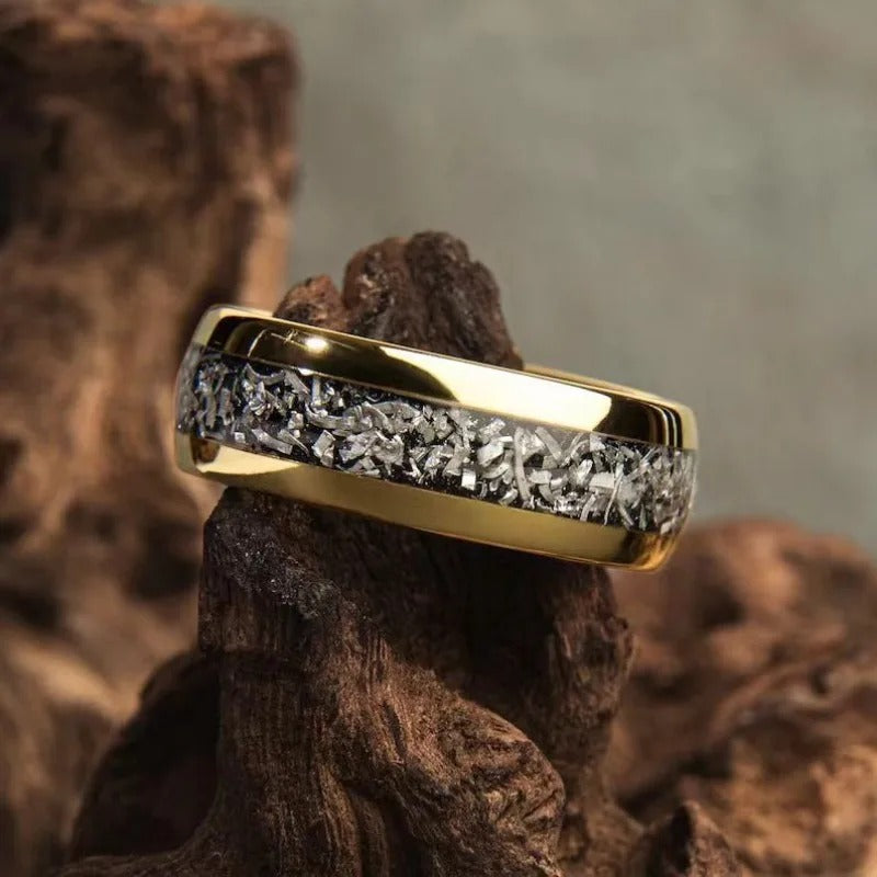 Gold Shimmer Inlay Statement Ring-Mialla Jewelry
