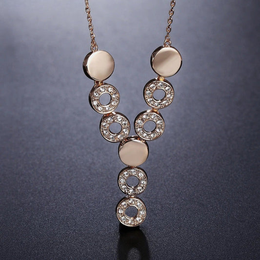 Vintage Rose Gold Crystal Circle Necklace-Mialla Jewelry