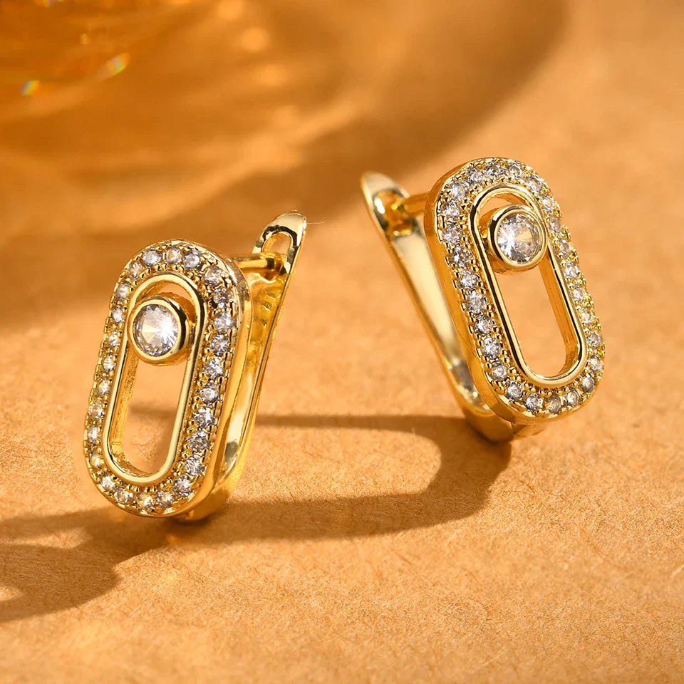 Gold Vintage Geometric Stud Earrings-Mialla Jewelry