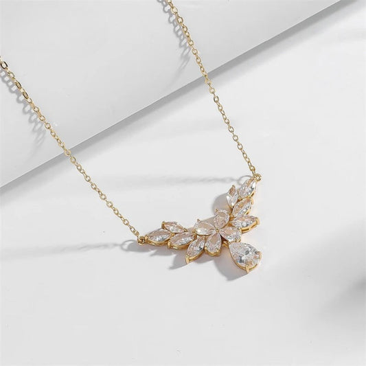 Vintage Floral Sparkle Gold Necklace-Mialla Jewelry