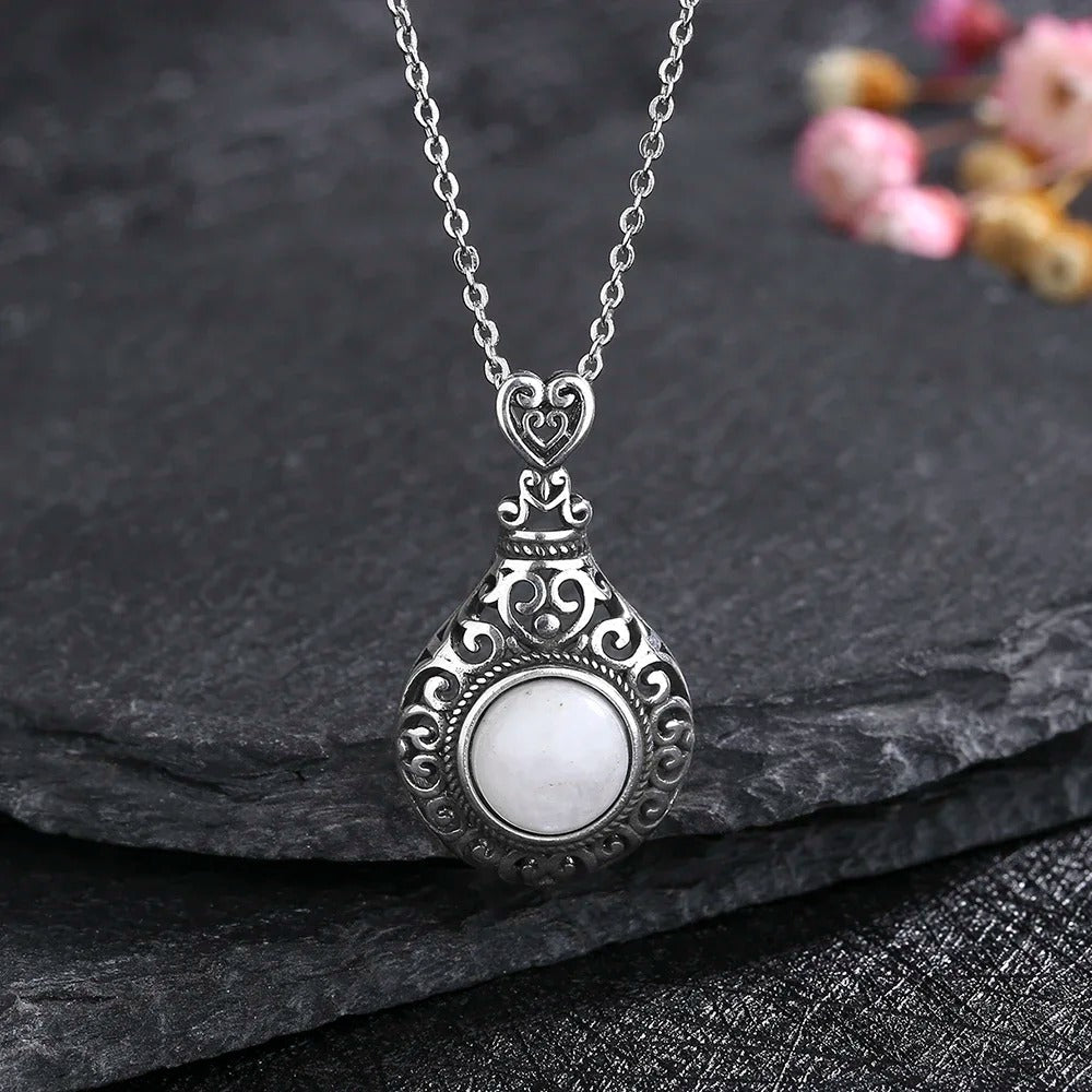 Vintage Ornate Moonstone Necklace-Mialla Jewelry
