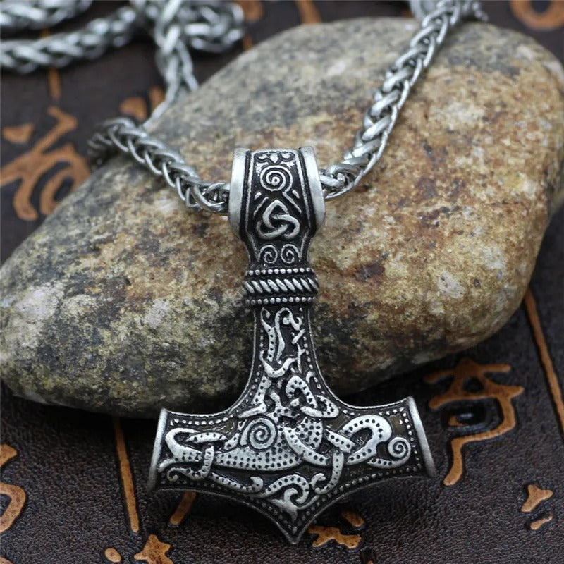 Silver Viking Thor���s Amulet Necklace-Mialla Jewelry