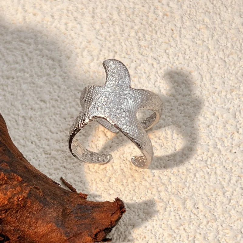 Vintage Silver Starfish Adjustable Ring-Mialla Jewelry