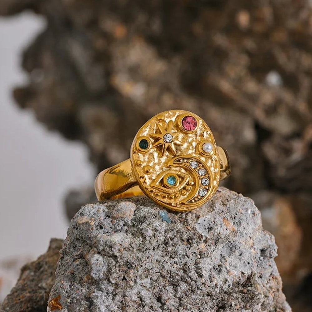 Vintage Multicolor Celestial Ring-Mialla Jewelry