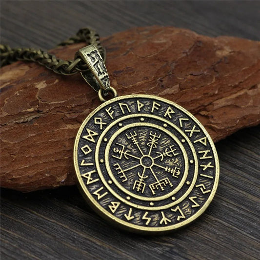 Vintage Viking Compass Rune Necklace-Mialla Jewelry