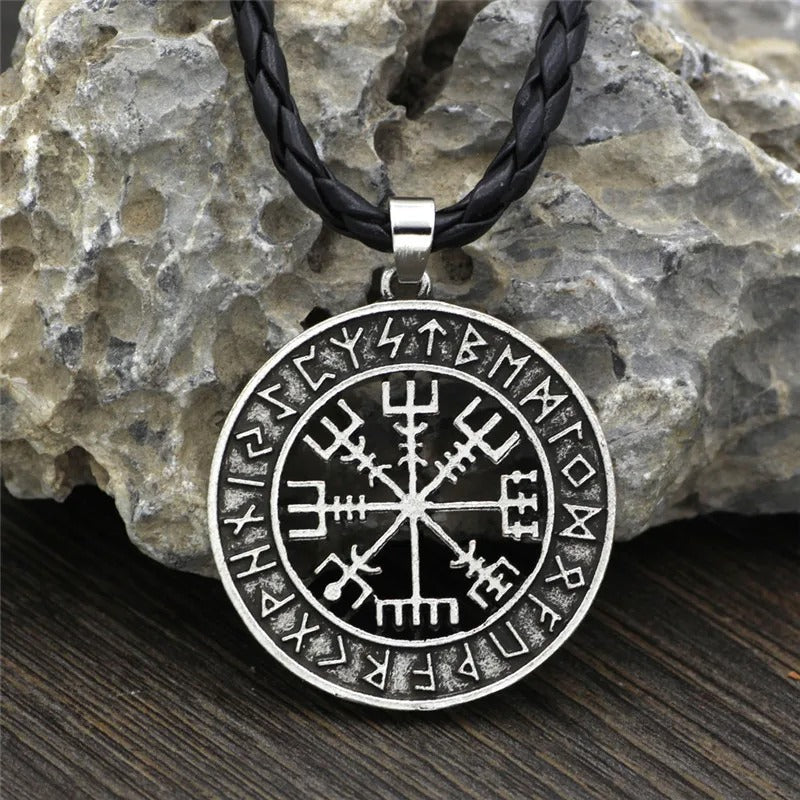 Silver Rune Circle Viking Necklace-Mialla Jewelry