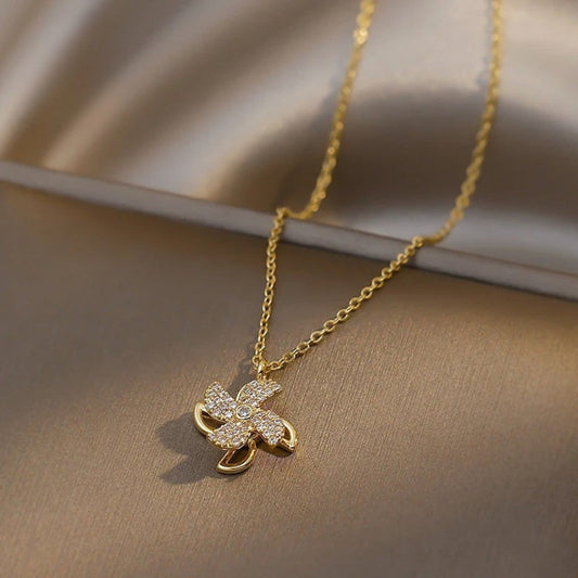 Vintage Gold Rotating Windmill Necklace-Mialla Jewelry