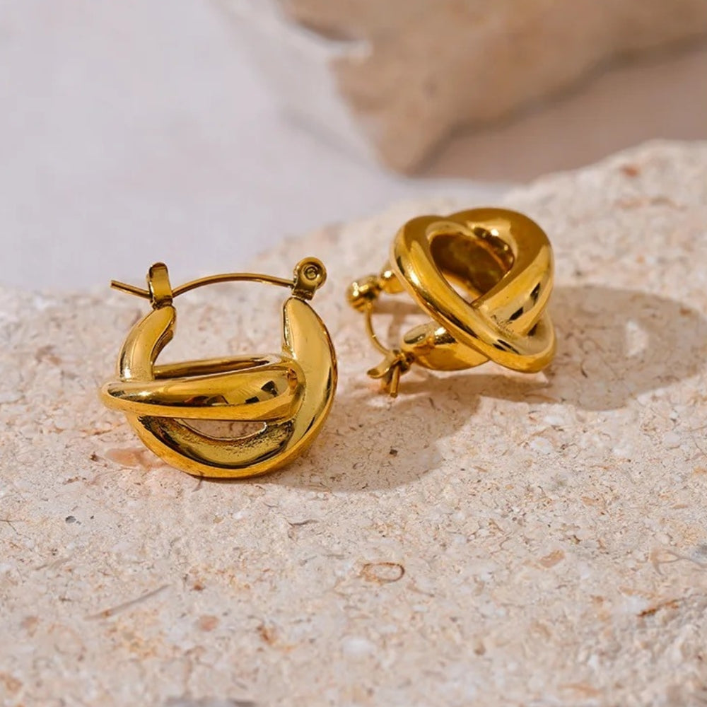 Vintage Gold Abstract Knot Earrings-Mialla Jewelry
