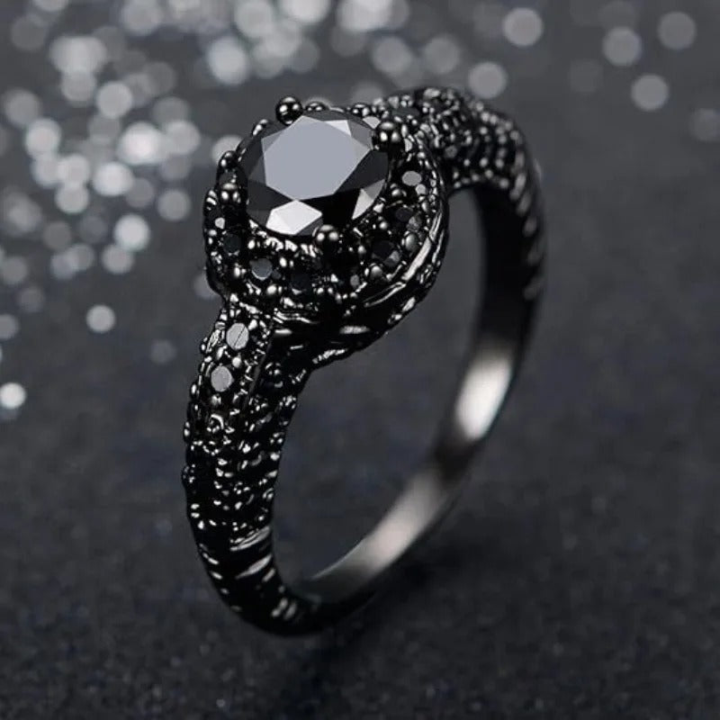 Vintage Black Stone Copper Ring-Mialla Jewelry