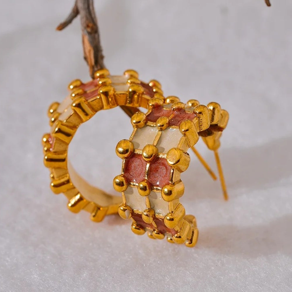 Vintage C-Shape Geometric Hoop Earrings-Mialla Jewelry