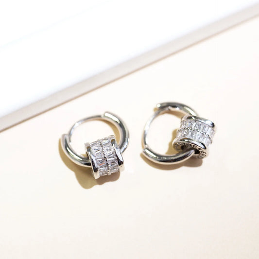 Vintage Silver Rolling Charm Earrings-Mialla Jewelry
