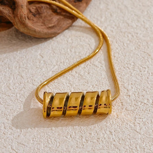 Vintage Gold Coil Pendant Necklace-Mialla Jewelry
