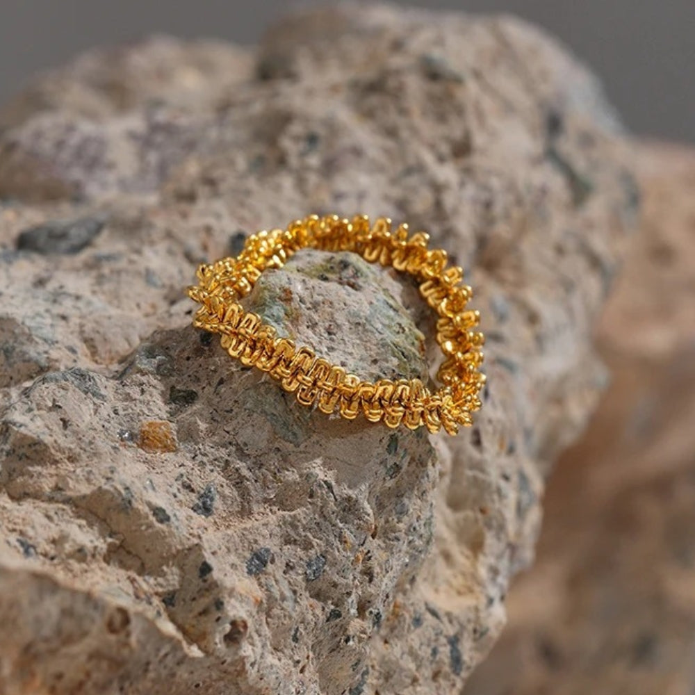 Vintage Rope Style Gold Ring-Mialla Jewelry