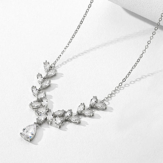 Vintage Silver Leaf Drop Necklace-Mialla Jewelry